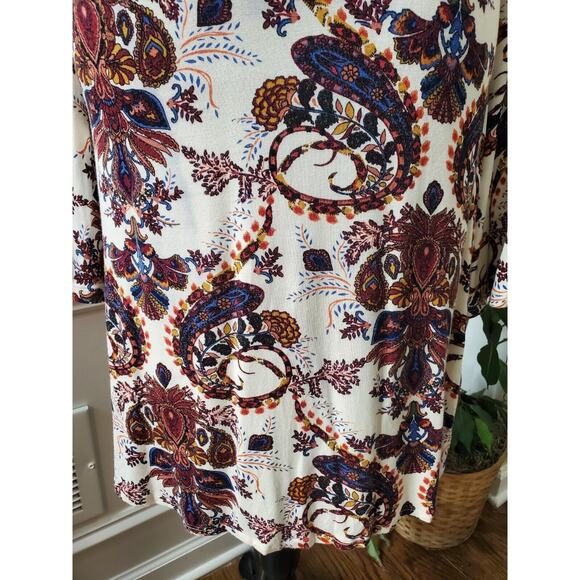 Venus Women's Multicolor Rayon Round Neck Long Sleeve Casual Knee Length Dress M - Picture 4 of 12